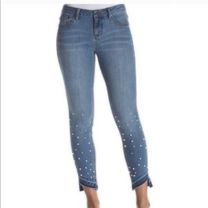 Pearl embellished jeans